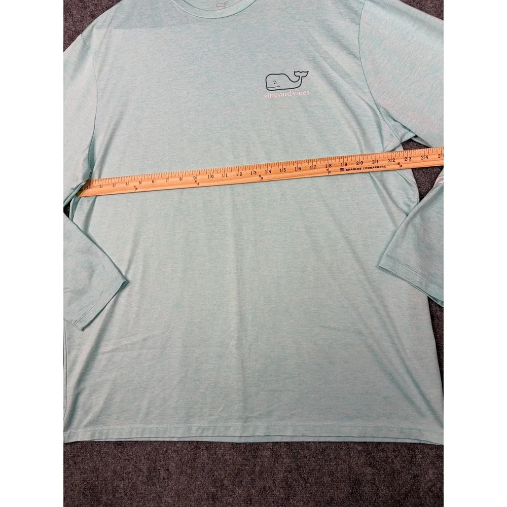 Vineyard Vines Performance Shirt Mens XL Aqua Blue Heather Long Sleeve Whale Tee